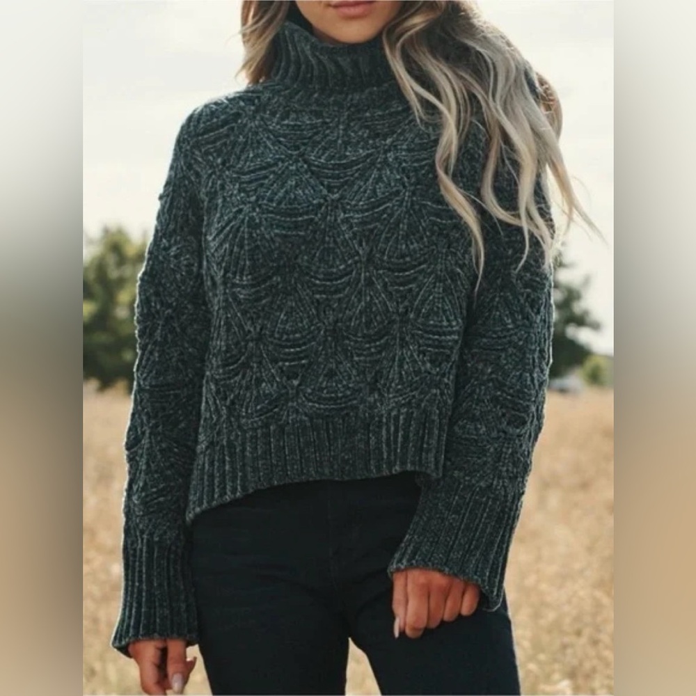 Chunky Chenille Turtleneck Sweater